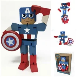 Marvel - Wooden Figure - Captain America - 20cm -Magasin De Jouets marvel wooden figure captain america 20cm 5acccac17fa54
