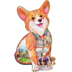 Puzzle En Bois – Corgi Royal Avec Des Cristaux – 210 Pcs