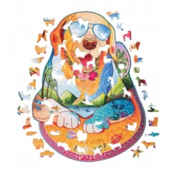 Puzzle En Bois – Surfing-labrador Avec Des Cristaux – 280 Pcs