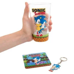 Sonic The Hedgehog Set Porte-clés, Verre Et Sous-verre Classic
